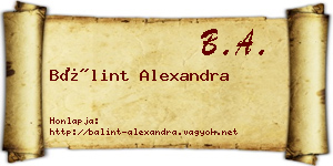 Bálint Alexandra névjegykártya